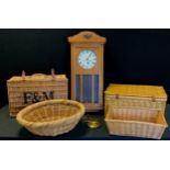 Boxes and objects - Fortnum and Mason basket, three others similar; twentieth century 8 day movement