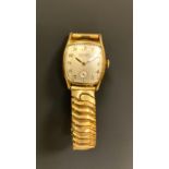 Gruen - Veri-Thin tonneau cased bracelet watch, silvered dial, Arabic numerals, subsidiary