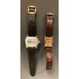 Lucerne - a Chalet silver Jump hour Digital wind up wristwatch, brushed case, textured center,