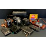 Cameras - Haking's Halina Relex type camera; Photax stereo viewer, Edixa stero camera, Bell and