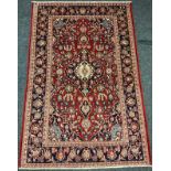 A Central Persian Kashan rug / carpet, hand-knotted with central diamond-form medallion within a