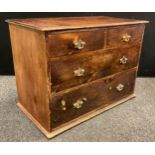 A 19th century ‘rustic’ stained pine chest of drawers, two short, over two long deep drawers, 69.5cm