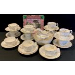 Ceramics - Copeland and Garrett tea service for ten including; ten tea cups and saucers, milk ,