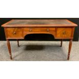 A 19th century mahogany desk, leather inset top, single drawer to frieze, flanked by a pair of short