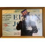Elton John Madison Square Garden One Night Only 2000 Tour Signed Ticket Poster, framed