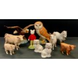 Beswick animals and similar including Beswick Barn owl, 18cm high, Bald eagle, 32cm wide, Limousin