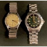 A Oris automatic 25 jewel wristwatch, graphite dial, block baton markers, centre seconds, date
