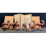 Oriental - The Complete Pictures of The Eight Noble Steeds ,eight hand carved Chinese horses, c.1920