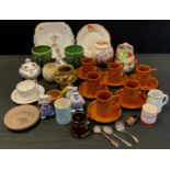 Ceramics - Royal Albert 'Moonlight rose' bud vase and powder bowl, a set of six Portmerion 'Totem'