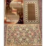 Rugs - three wool woven rugs including floral pattern, 177cm x 115cm