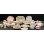 Ceramics - a pair of Sunderland lustre plates, conforming tea pot, late 19th century Dunston jug,