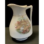 A Victorian Morgan Wood and Co earthenware washing jug, printed with seashells. gilt highlights,