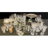 Glass - four twist stemmed wine glasses, pressed glass, cruet set; etc