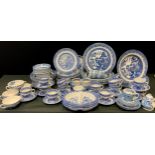 Blue and white - Churchill Staffordshire dinner service for eight including eight large plates,