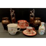 Oriental ceramics - a Meiji period Kutani tea cup and saucer, mark to base, another, smaller