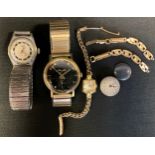 Watches - ladies Tissot 18ct gold cased watch head, with 9ct gold bracelet,, 13.3g gross; Rotary