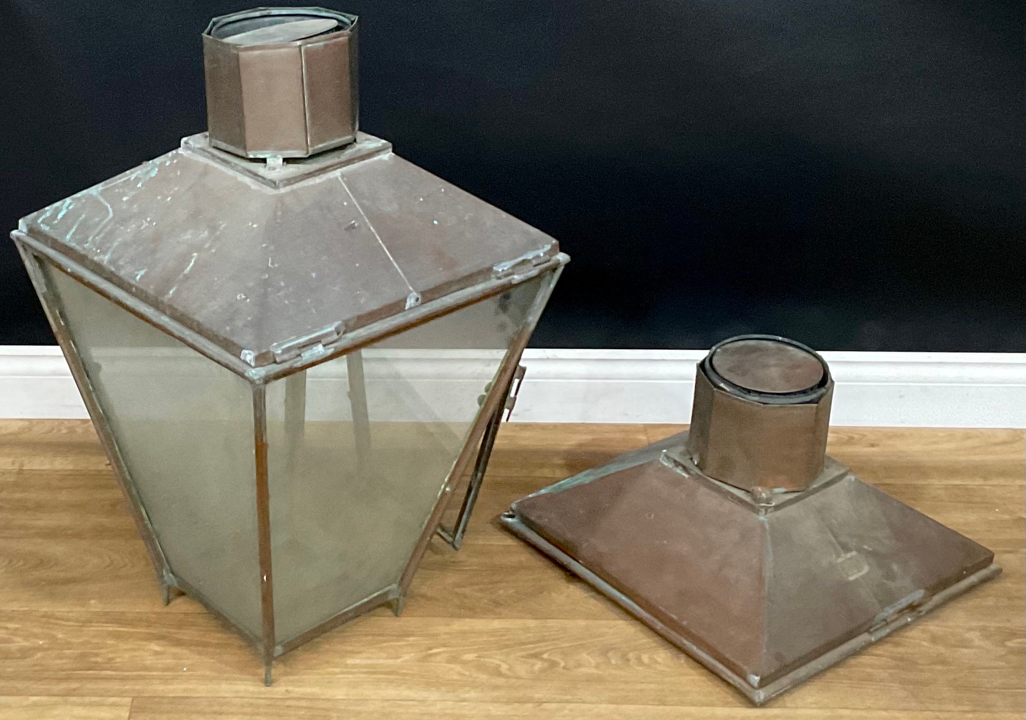 Industrial Street Reclamation and Salvage - a copper street lantern or street light