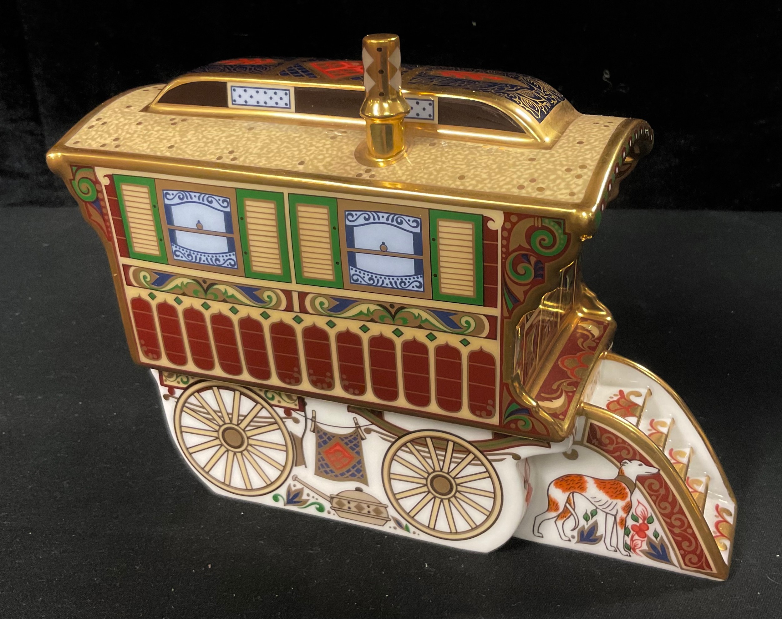 A Royal Crown Derby Paperweight, The Burton Wagon, the third in the series of Gypsy Caravans,