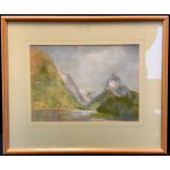 Robert Hamilton, Milford Sound, New Zealand, signed, pastel, 23cm x 32cm.