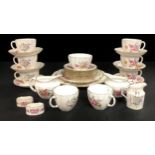 A Royal Crown Derby Posies tea service for six comprising cake plate, side plates, cream jug,