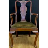 A George I Revival mahogany armchair, c.1920