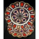 A pair of Royal Crown Derby Imari 1128 pattern shaped circular dessert plates, first quality, 22cm