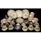 A Royal Crown Derby Posies pattern bachelors teapot; others, cream jug, teacup and saucer, etc; a