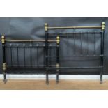 A 19th century style brass bed frame, 148cm High, 138cm wide