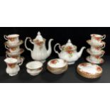 A Royal Albert Old Country Roses pattern tea, coffee and dessert service for six comprising