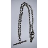 A silver double Albert chain, 43cm long