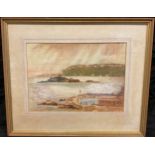 Constance A. Stanton, Drake’s Island and Plymouth Sound from the Hoe, signed, dated 1974,