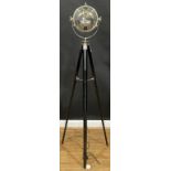 Interior Decoration - a contemporary retro design floor standing lamp, as a spotlight, in chrome,