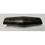 A GIII steel double ended tapered oval shot flask, 8.5cm long, c.1800