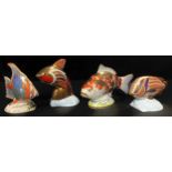 A set of four Royal Crown Derby paperweights, Tropical Fish Series, Pacific Angel Fish, exclusive
