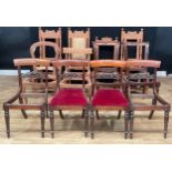A set of four William IV mahogany dining chair frames; others, historicist Revival (12)