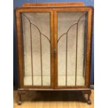 An Art Deco display cabinet, 128cm high, 92.5cm wide, 32.5cm deep