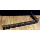 A George III style brass and steel fire curb or fender, in the Adam Revival taste, 114.5cm wide,