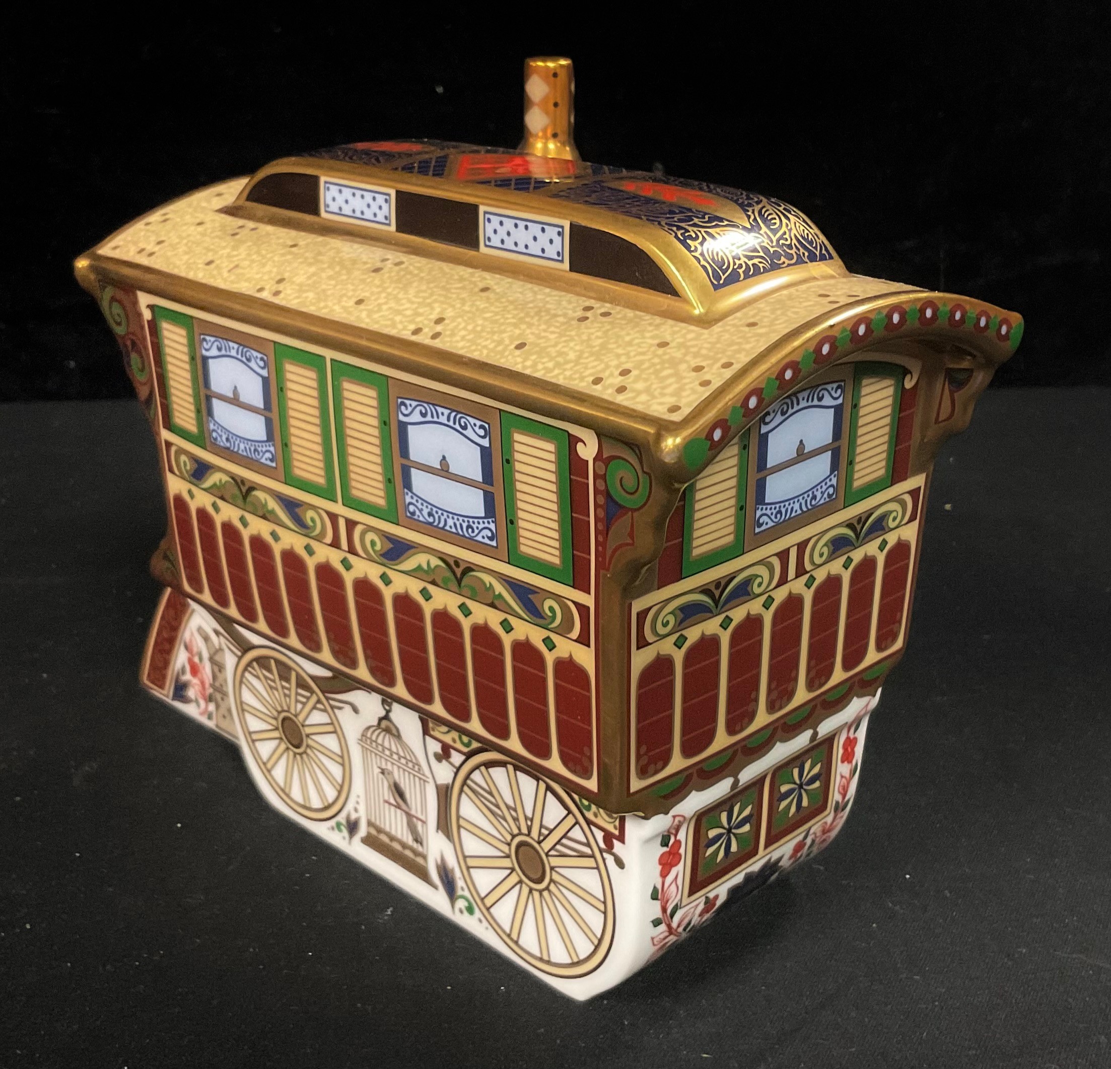 A Royal Crown Derby Paperweight, The Burton Wagon, the third in the series of Gypsy Caravans, - Image 2 of 2