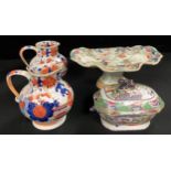 A pair of 19th century Mason's Ironstone jugs, decorated in the Imari palette, impressed marks, 15cm