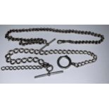 A silver Albert chain, 32cm long; another, 31cm long (2)
