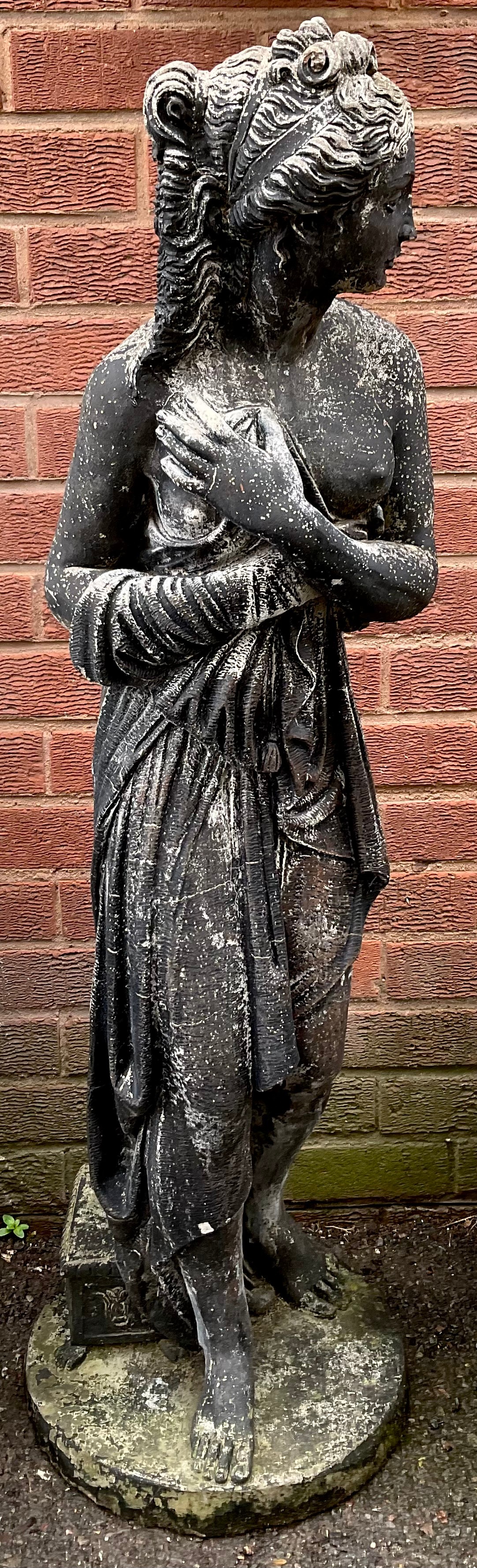 A reconstituted stone figure, Classical Maiden, 116cm high