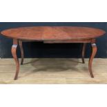 A cherry extending dining table, one additional leaf, 76cm high, 142cm extending to 182cm long,
