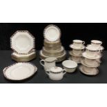 A Royal Crown Derby Kedleston pattern dinner service, comprising six dinner plates, first quality;