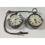 A 19th century Swiss silver pocket watch, another, similar (2)