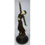 After Demetre Chiparus, a reproduction Art Deco style bronze figure of a dancing lady, signed in the