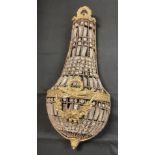 A Louis XVI style basket wall sconce, gilt metal and facetted glass, 72cm high