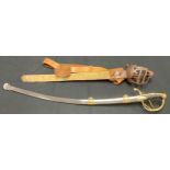 A replica French Napoleonic Wars sword, inscribed H Klingenthal 1812; another, re-enactment sword (