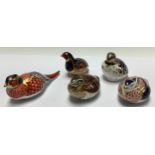 A Royal Crown Derby paperweight, Partridge, gold stopper; other game birds, Red Legged Partridge,