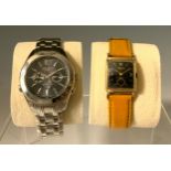 Gruen - 1930s Veri-Thin 10k gold filled tank case wristwatch, black dial, gold Roman numerals and