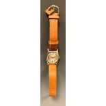 Rolex - 1930s Marconi steel cased wristwatch, silver dial, Arabic numerals, Swiss manual wind